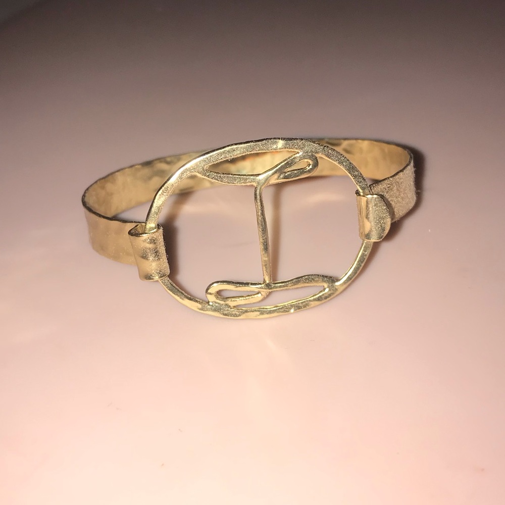 Anthropologie Cursive L Gold Bracelet